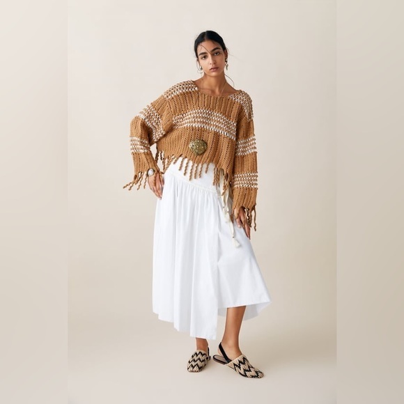 Zara Sweaters - Zara Studio Fringed‎ Two-Tone Sweater Limited Edition
